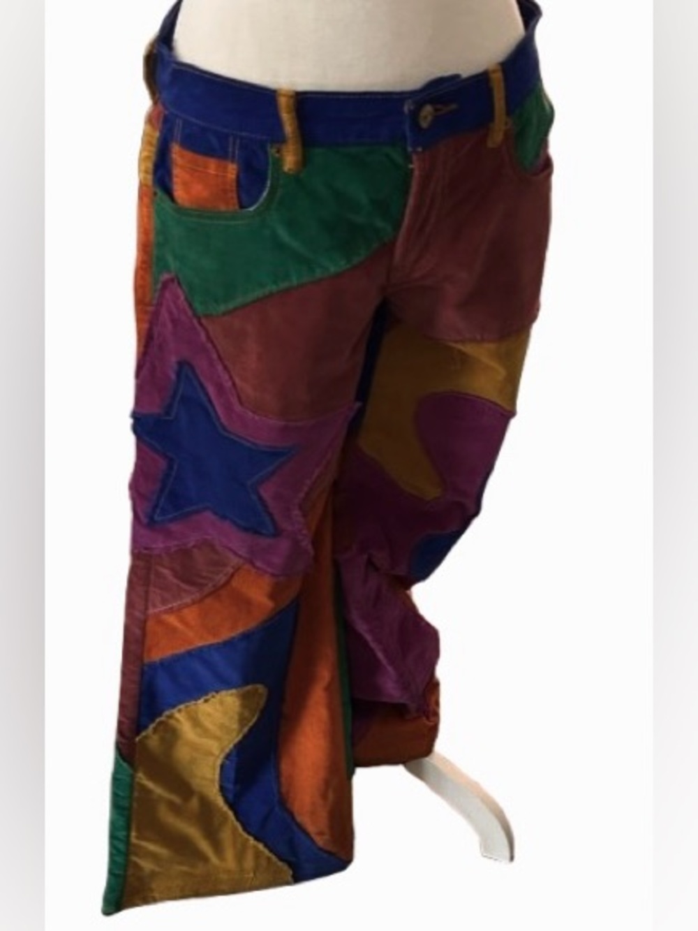 Supernova Rainbow We the Free 27 Small Corduroy Pants Stars Flowers Wide Leg - Picture 5 of 16